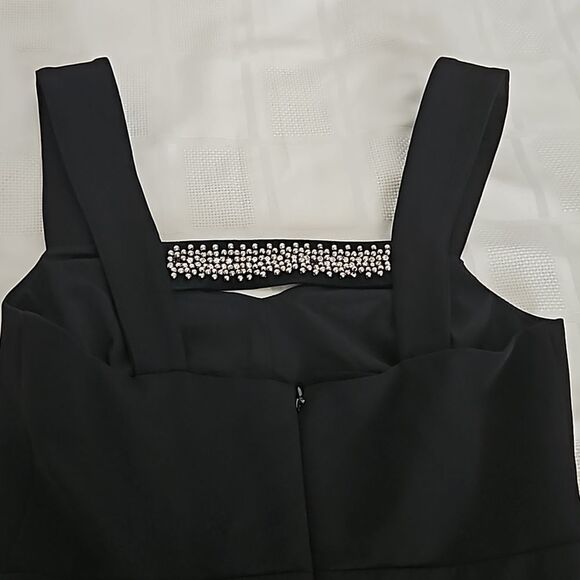 RW&CO Pleated Beaded Cut Out Mini Dress Black & Silver 00 - Picture 14 of 16